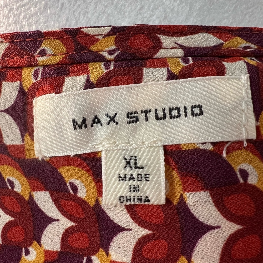 Max Studio rust multi color Fall top blouse - Picture 4 of 8